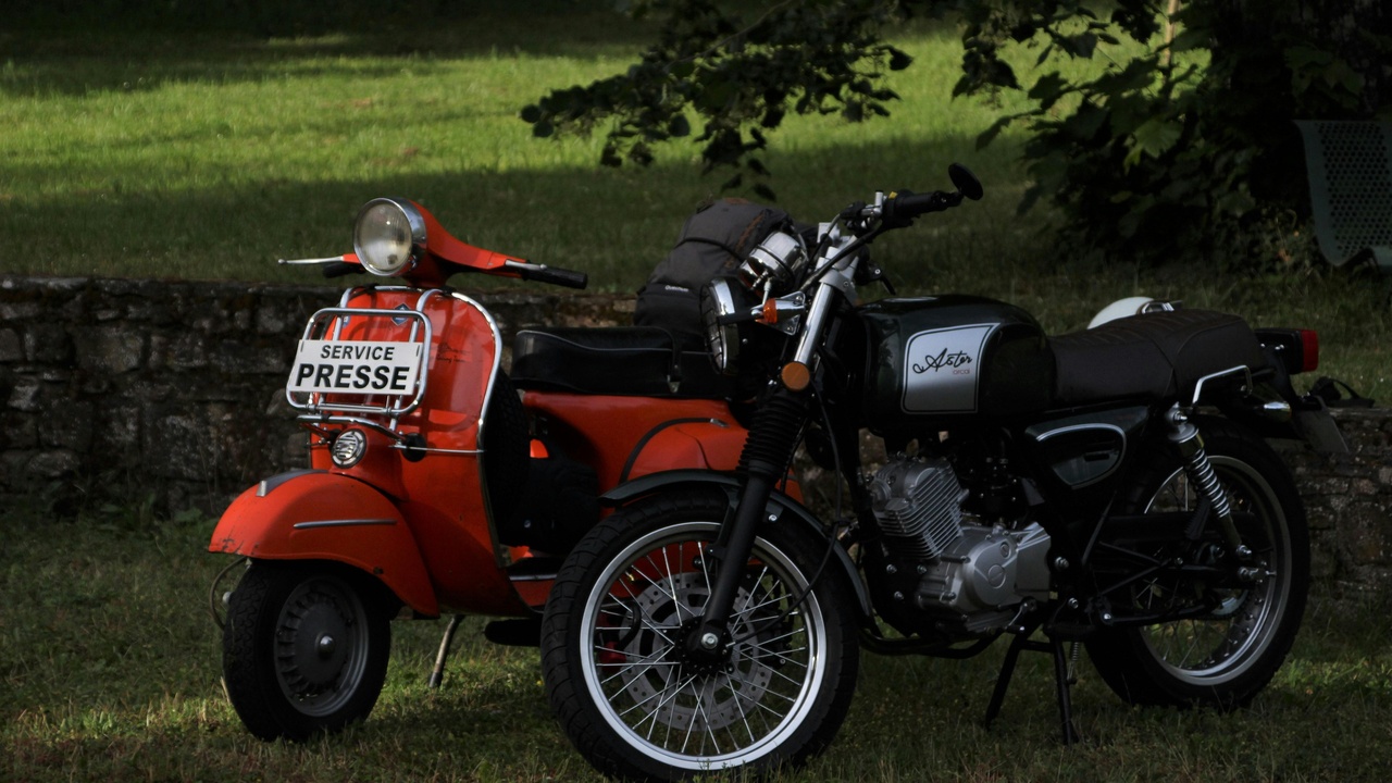 Polish vintage racing motorcycle at a classic event