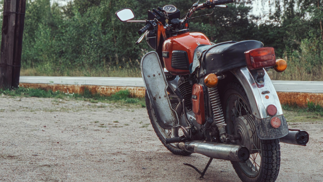 1990s adventure motorcycles on a gravel road