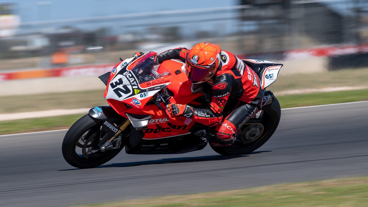 Ducati Panigale V4 on the track with aerodynamic fairing