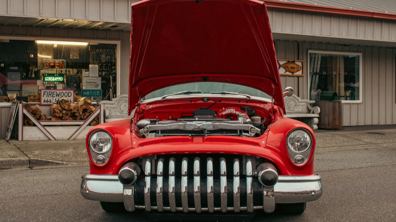 1950s cars with chrome, tailfins, and two-tone paint