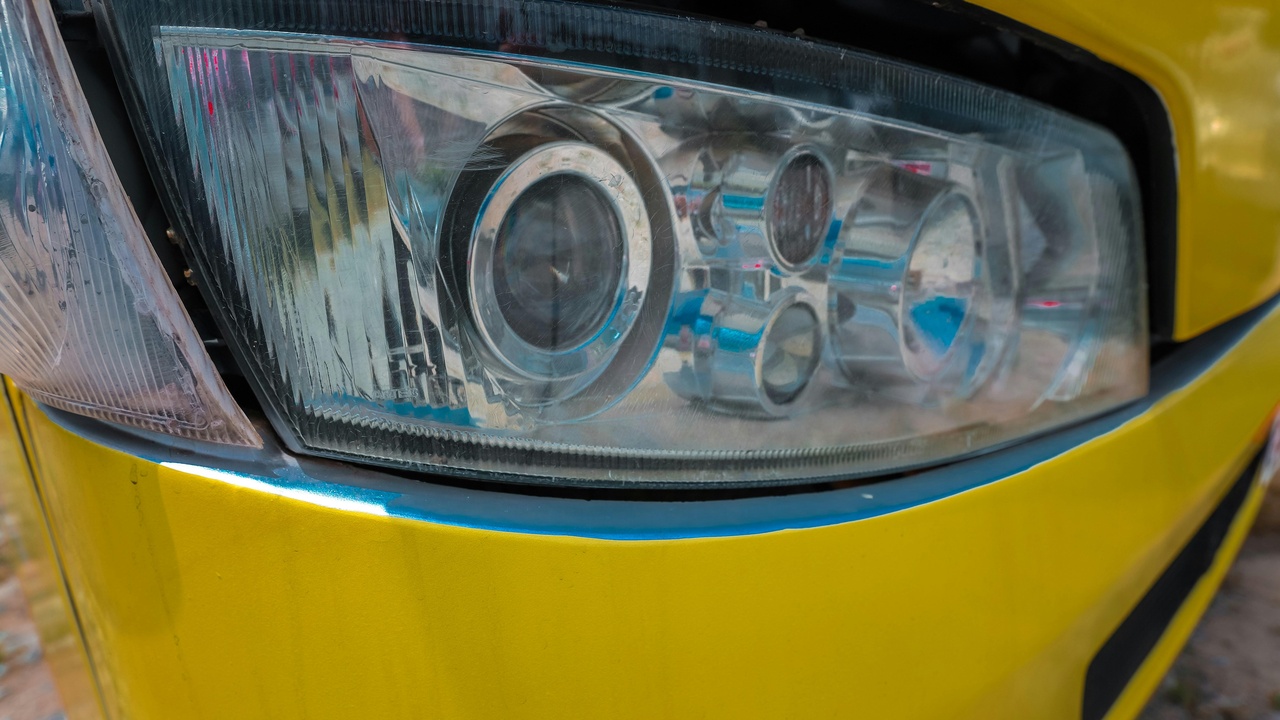 Sleek LED headlight module showcasing compact design and daytime running light strip