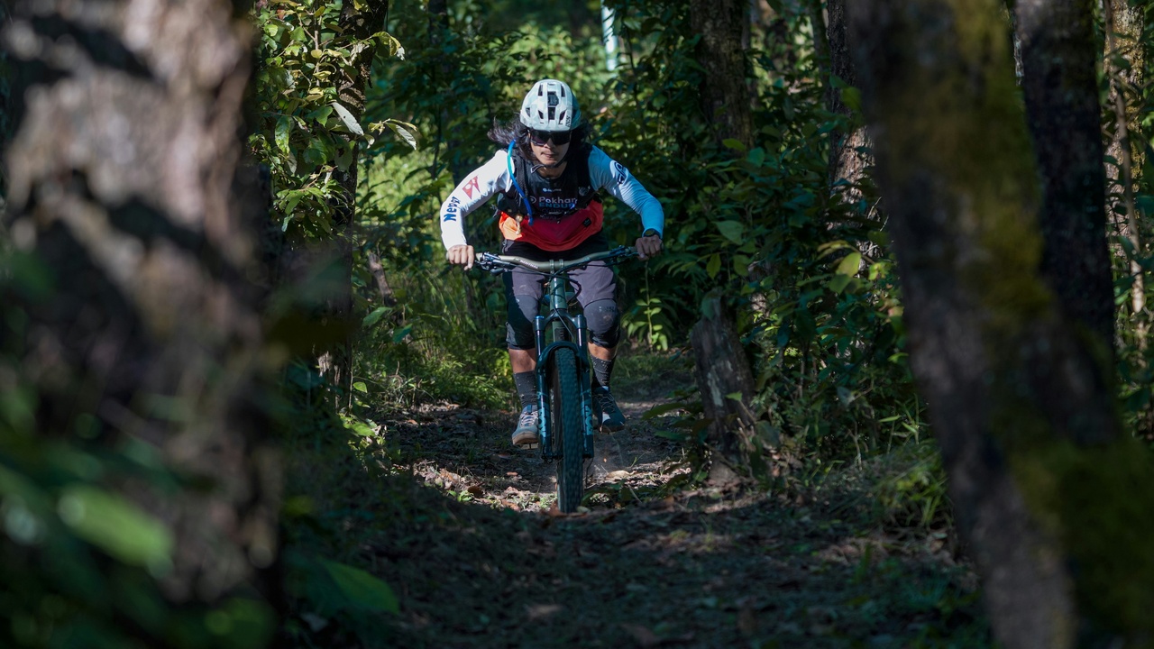 Enduro motorcycle navigating technical off-road terrain