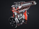 Cutaway 3D model of a 2.0 L inline-4 car engine showing pistons, crankshaft and valves