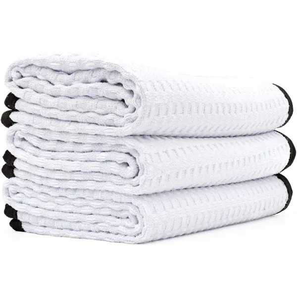 The Rag Company Dry Me A River white waffle weave towels stacked